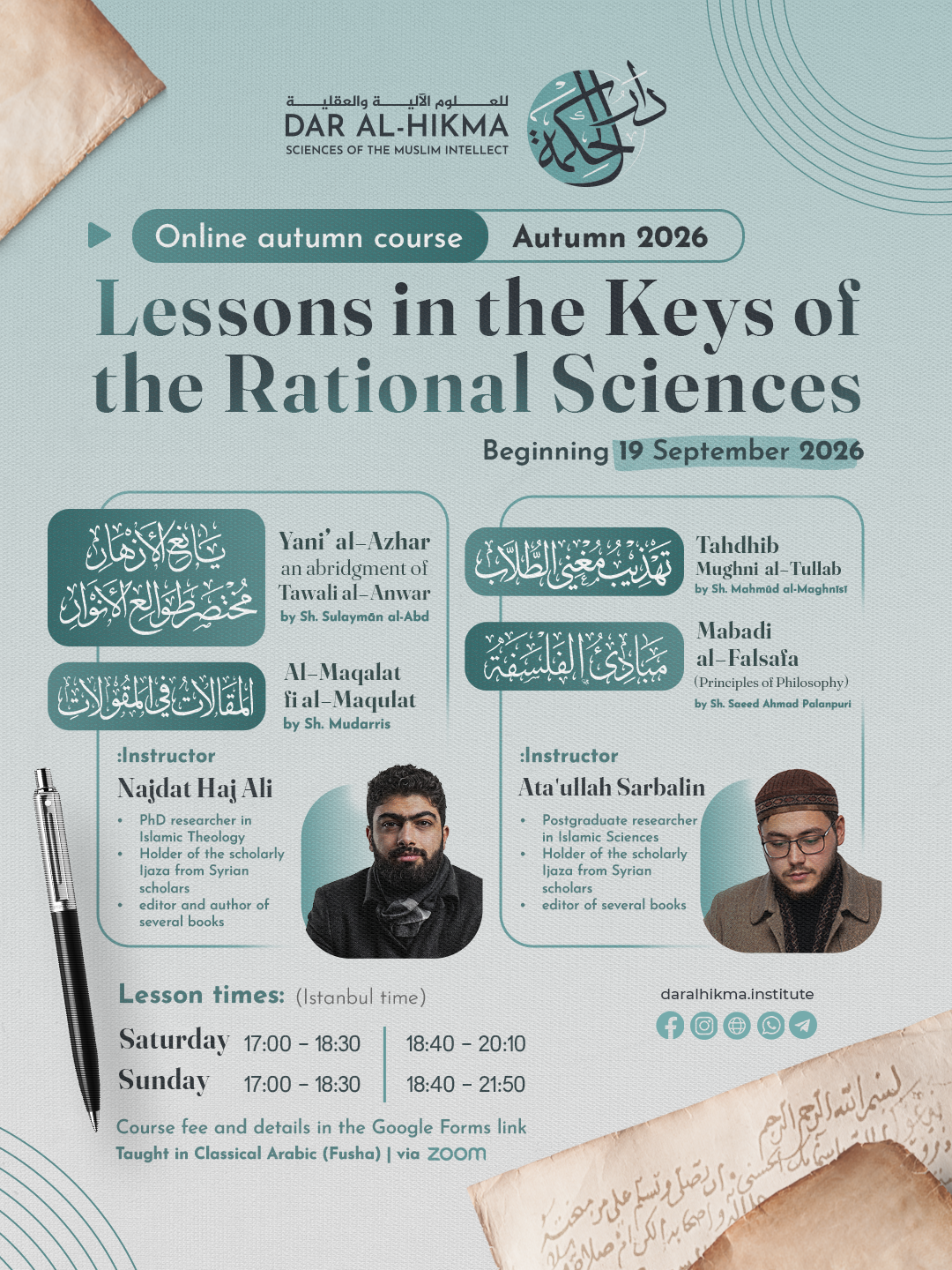 Lessons in the Keys of the Rational Sciences